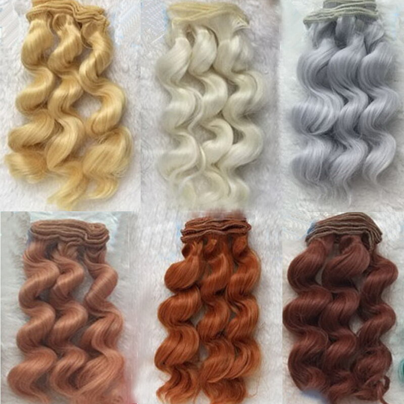 Calor fibra resistente cabelo encaracolado pedaço, handmade cabelo wefts, boneca acessórios, DIY perucas, 1/3, 1/4, 1/6, 1/12, 15cm, 1 pc