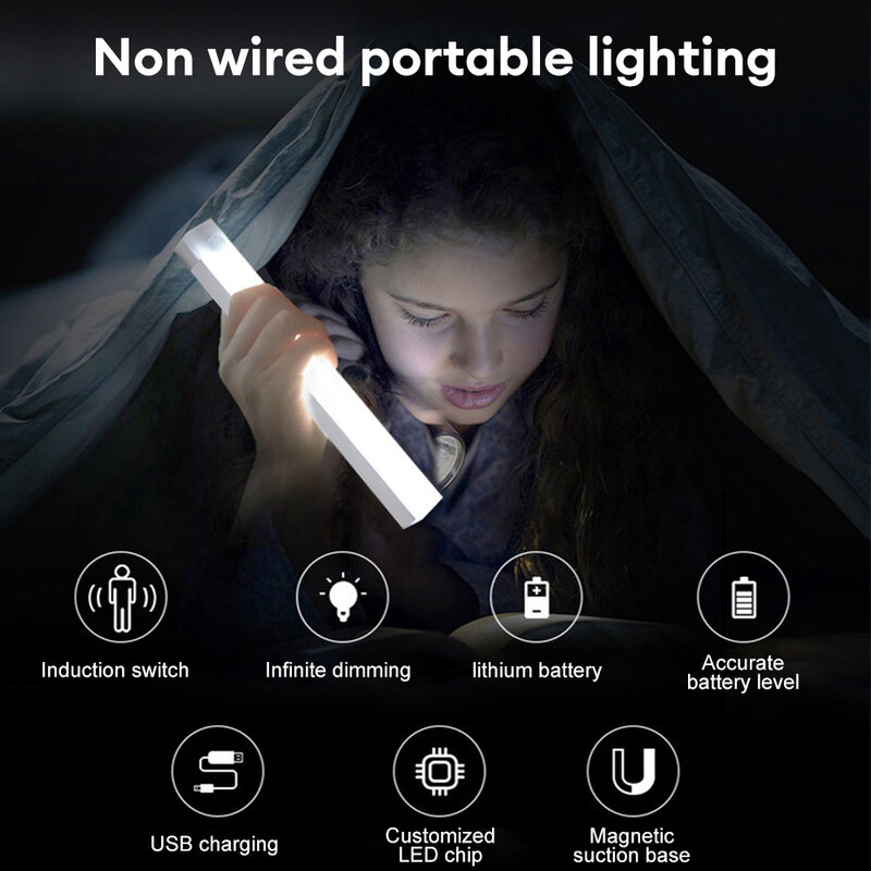 모션 감지 램프 무선 LED 야간 램프 인체 감지 센서 적외선 감지 휴대용 충전 옷장 캐비닛 램프