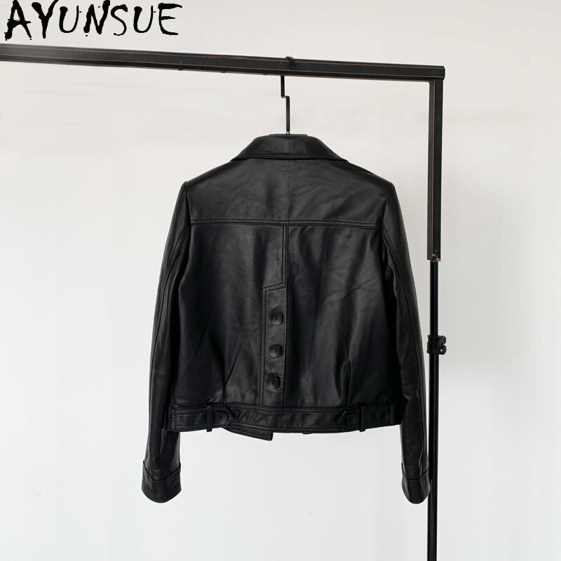 Ayunsue-女性のための本革のジャケット,シープスキンジャケット,韓国風の服,春のトップス