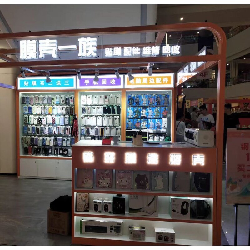 Accesorio de tienda de teléfono personalizado y moderno, soporte de accesorios para teléfono móvil, Led, vitrina