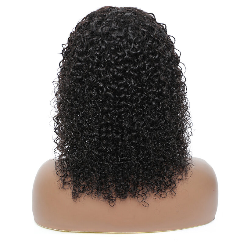Wig rambut manusia Bob pendek keriting 4x4 Wig gelombang air penutupan renda Wig Remy garis depan renda Brasil untuk wanita Unice