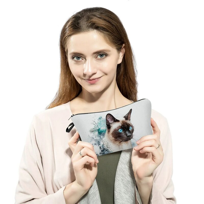 Для ежедневного использования, женская косметичка с милым рисунком кошки и животного, идеальная Повседневная косметичка, органайзер, миниатюрная Дамская уличная сумка