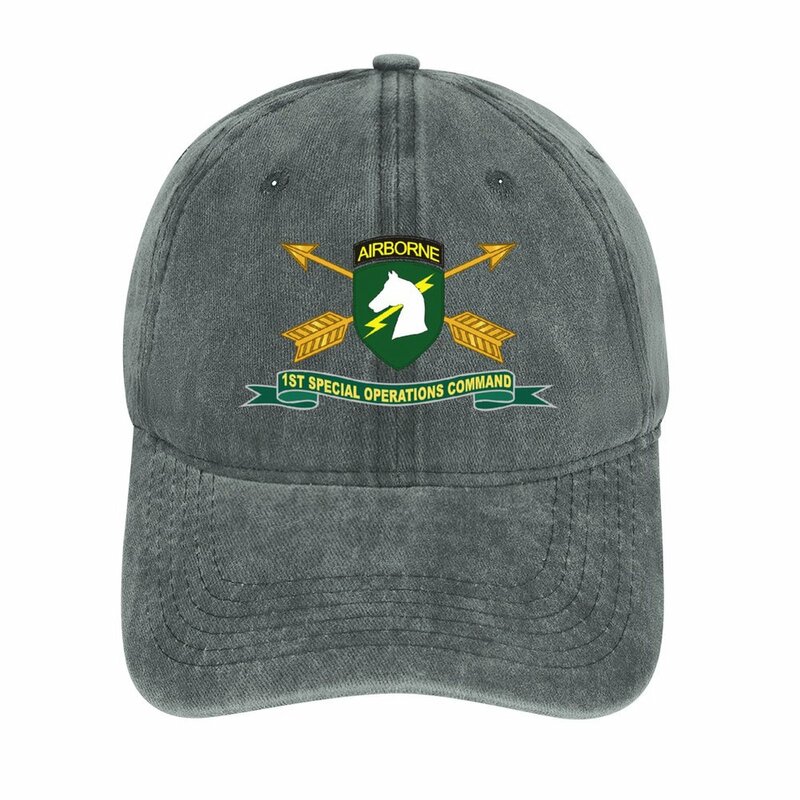الجيش-قيادة القوات الخاصة الأولى قبعة سناباك ، SOCOM ، SSI ، Br-ribbe ، X · ، قبعة رعاة البقر للرجال والنساء