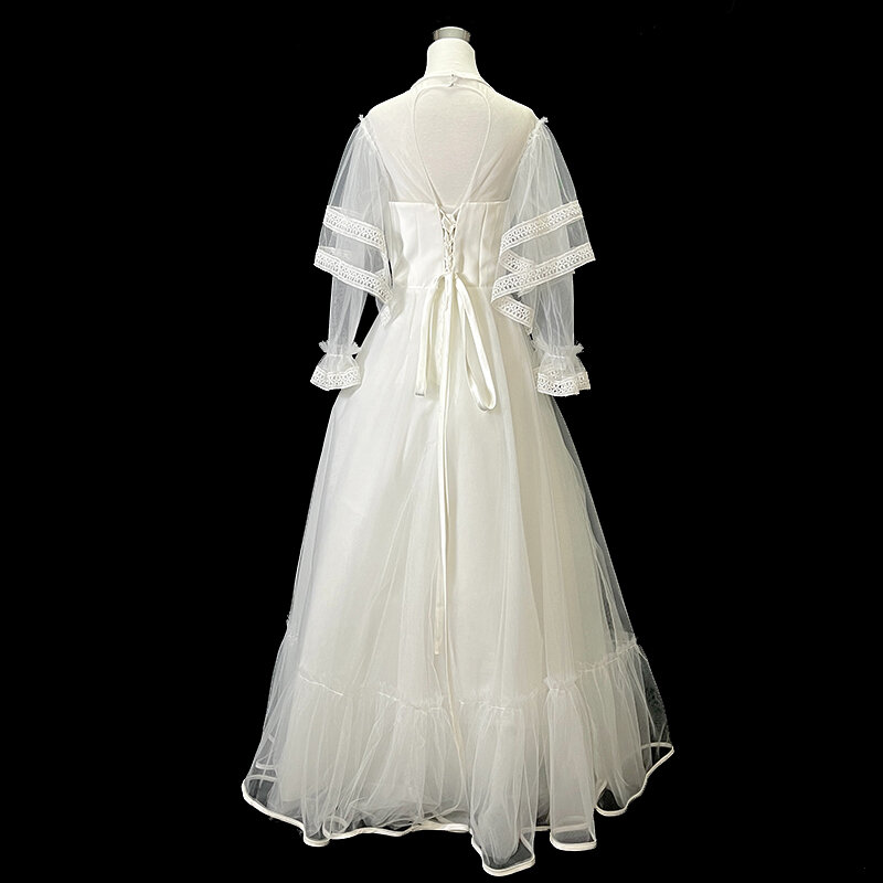 Женское винтажное свадебное платье AnXin SH, белое кружевное платье принцессы с цветочным кружевом, с длинным расширяющимся книзу рукавом и оборками, в античном стиле