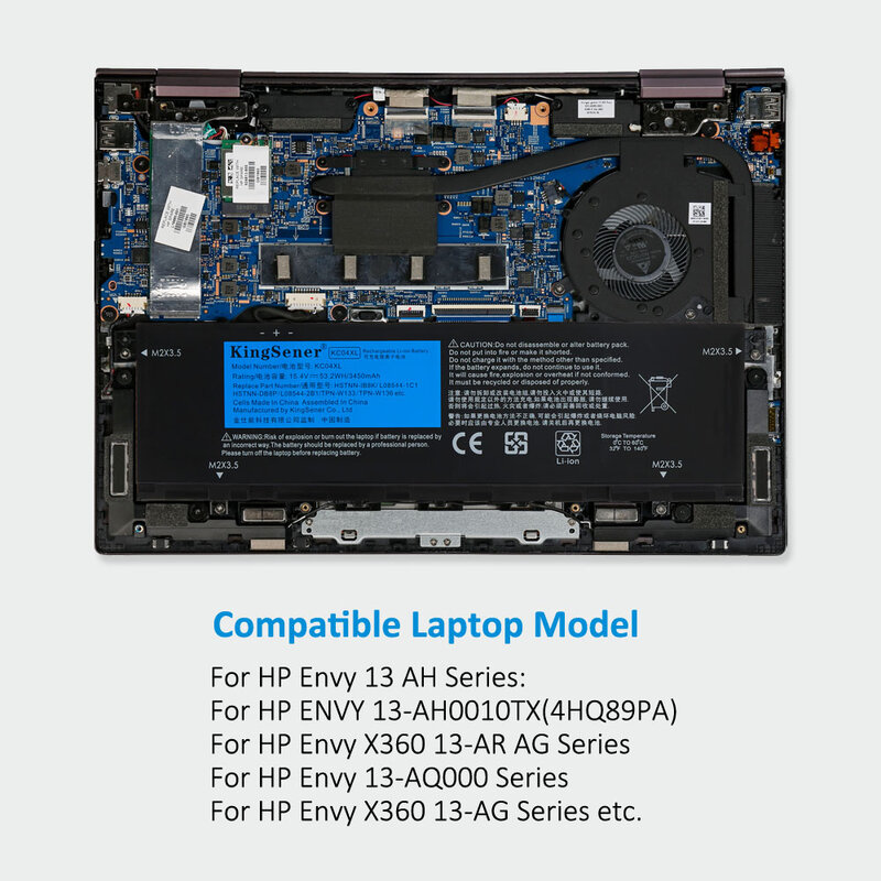 Аккумулятор KC04XL 53.2Wh для HP Envy X360 13-AG 13M-AQ 13-AH 13-AQ0010TU 13-AH0010TX