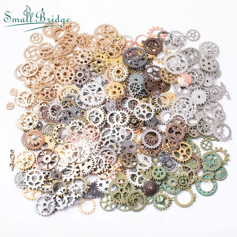 50g 100g/Lot Mixed Steampunk Gears Cogs Charms Pendant DIY Antique Metal Beads For Bracelets Crafts Jewelry Making Components