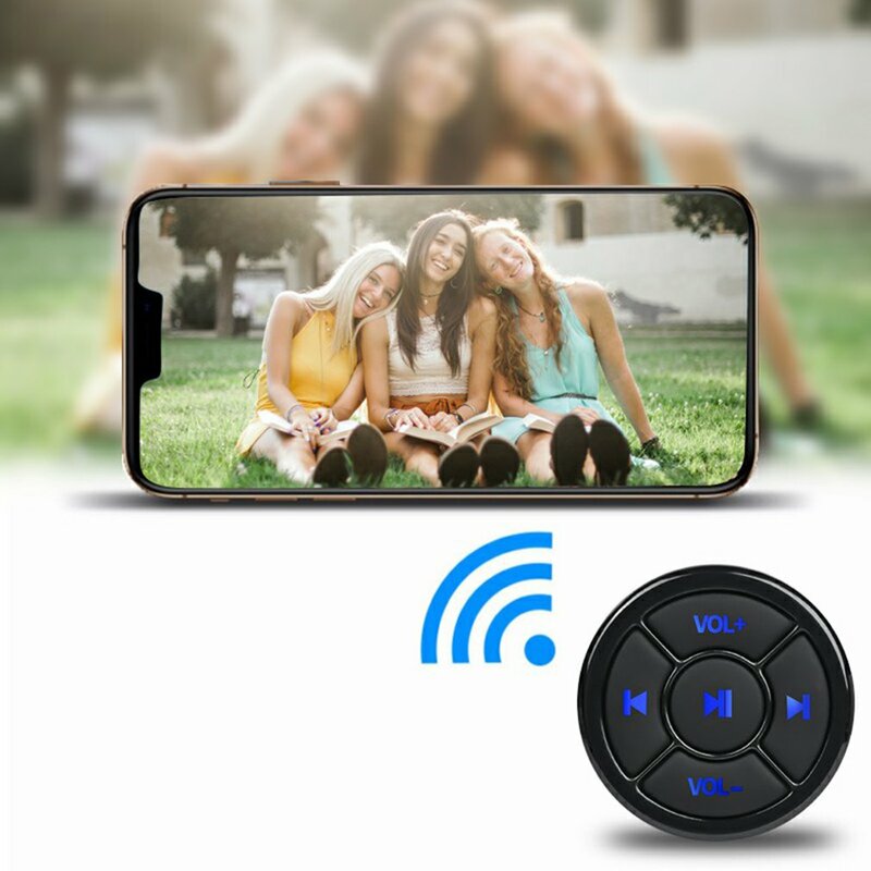 Drahtlose Bluetooth-Medien Smart Button Fernbedienung Auto Motorrad Fahrrad Lenkrad MP3 Musik spielen für iOS Android-Handy