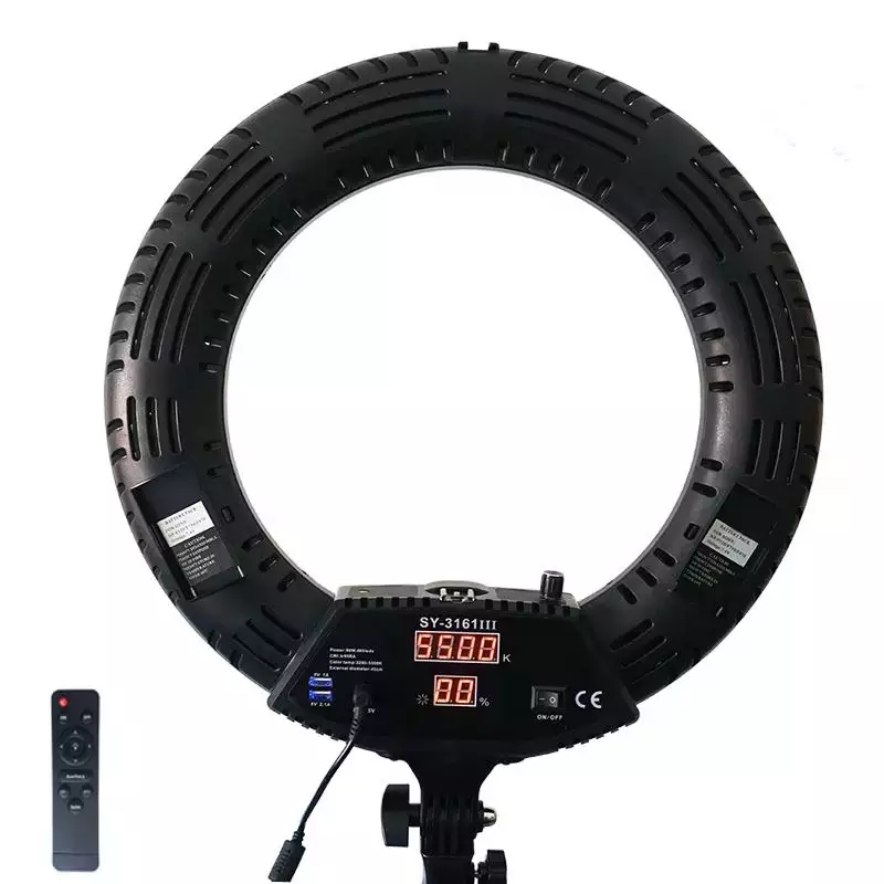 SION 1II-Anneau lumineux LED circulaire avec trépied, 18 pouces de diamètre, intensité variable, selfie, photographie