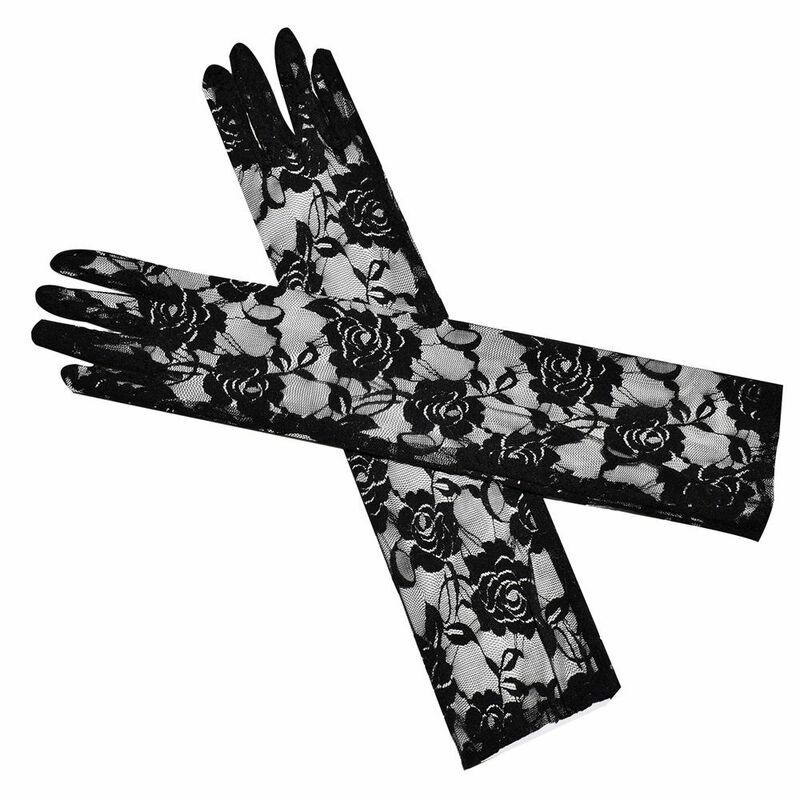 Летние ажурные рукавицы для вождения, сетчатые солнцезащитные перчатки с закрытыми пальцами и цветами, тюлевые варежки, свадебные перчатки, кружевные перчатки