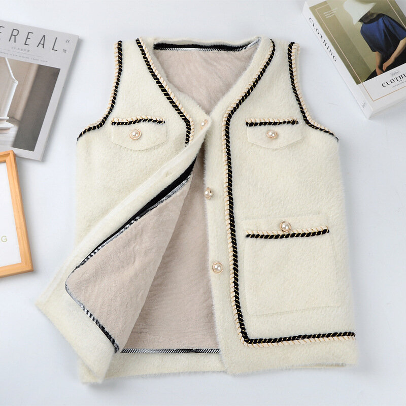 6 color thick winter Women Natural Sheepskin Vest Ladies Winter Sheepskin Vest Vest Knitted Winter 2024
