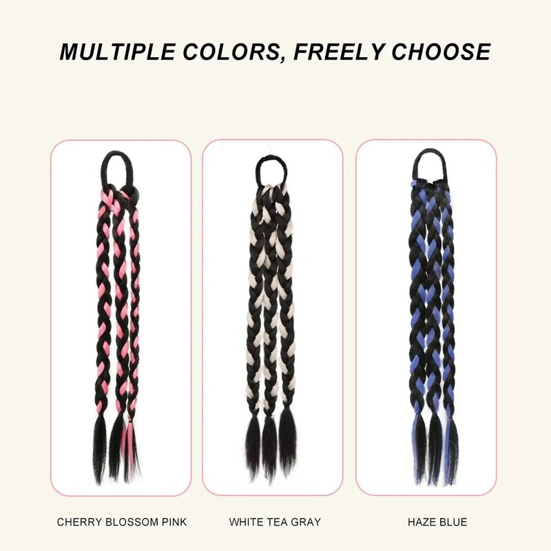 Synthetic Boxing Braids Ponytail For Women Elastic Twist Braid Rope Rubber Band Hair Accessories Heat Resistant False