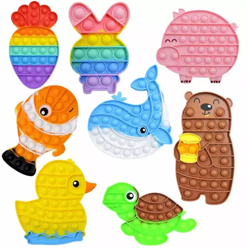 1Pcs Push Bubble Fidget Toys Animal Frog Rabbit Tortoise Stress Relief Toy Antistress Soft Squishy Sensory Toy for Kids Gift