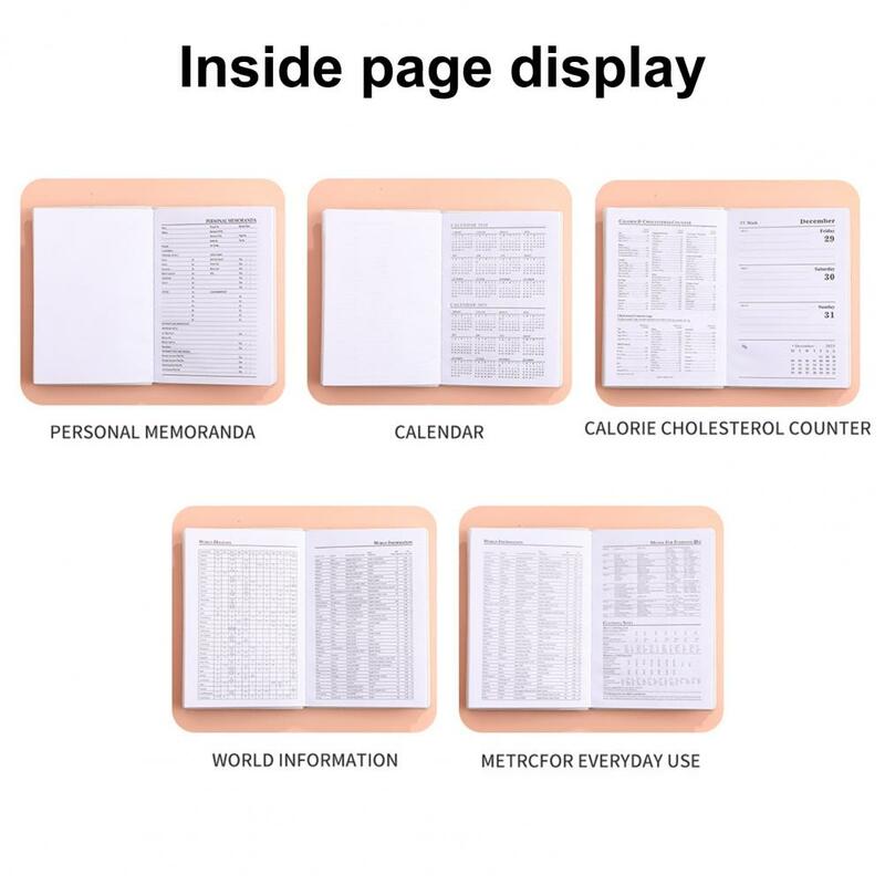 English Planner Faux Leather Hardcover 120 Pages Ink-Proof Paper Mini Journal Dairy Pocket Notebook A7 2024