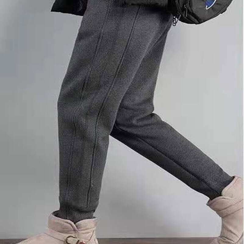 Женские осенне-зимние Утепленные Новые спортивные брюки из овечьей шерсти свободные леггинсы брюки повседневные модные корейские шаровары с высокой талией