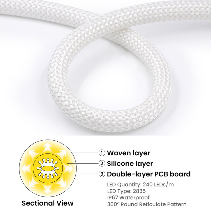 360 Grad Beleuchtung 12V 24V Neonst reifen IP67 wasserdicht Hausgarten Dekor weiß Silikon röhre flexible Band LED-Licht 1m 5m 10m