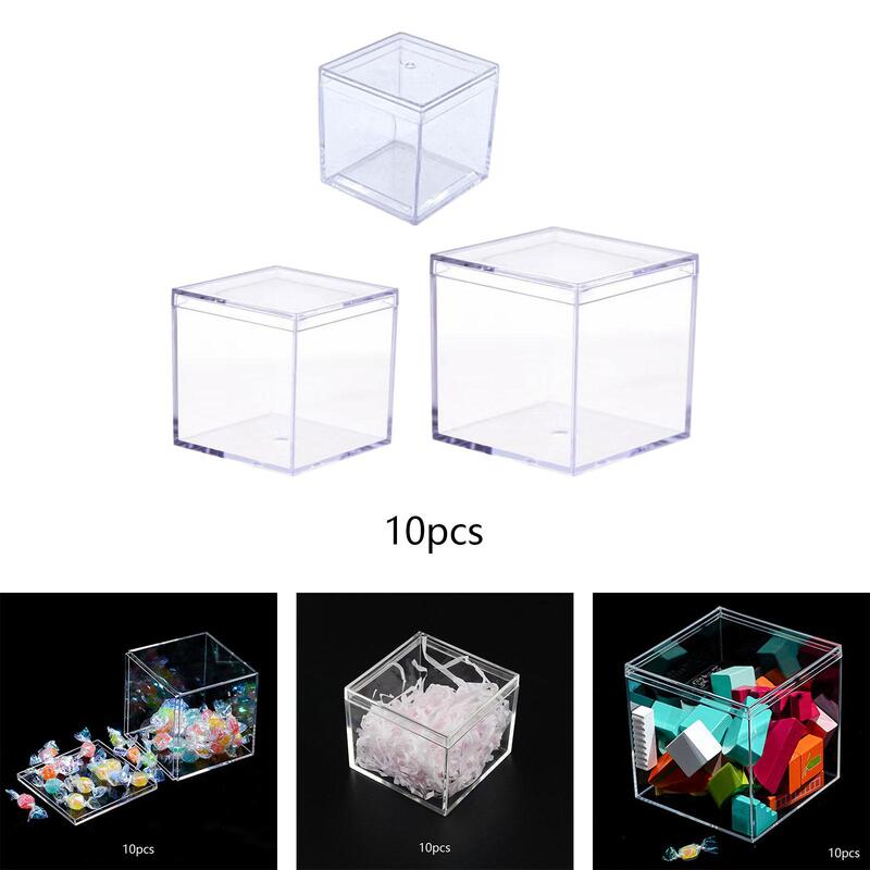 10 Pieces Mini Acrylic Display Case Organizer Cube Container for Doll Collectibles Toys