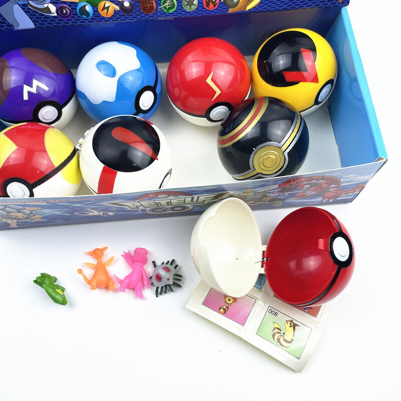 12pcs Pokemon Elf Ball Toys Pikachu Charmander Anime Figure Kawaii Doll Ball raccogliere ciondolo accessori per auto regali di compleanno per bambini