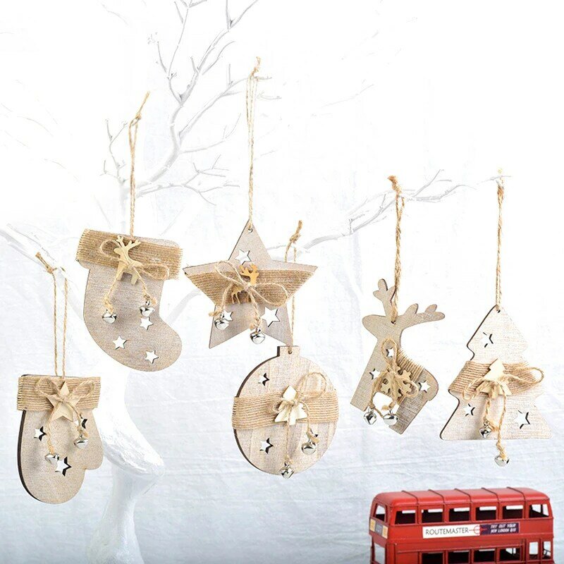 1 buah kualitas tinggi dekorasi rumah natal liontin kerajinan kayu mainan anak kayu DIY buatan tangan baru