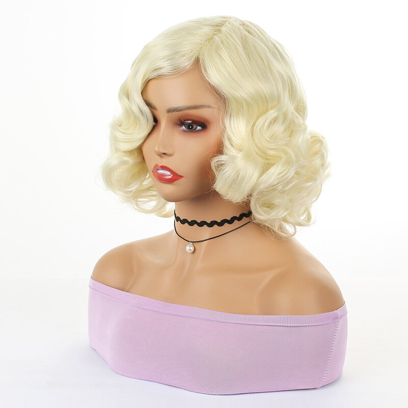 Peluca dorada de Marilyn Monroe para mujer, disfraz de cabello sintético con estilo para Halloween