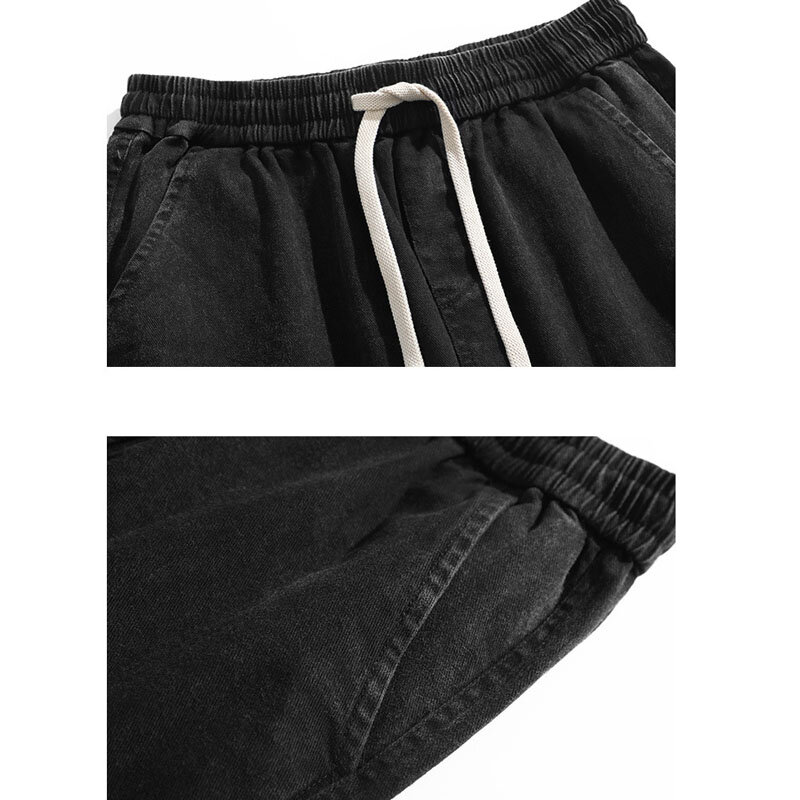 Pantalon en denim droit pour hommes, streetwear décontracté en coton, style fjKorea, taille élastique, automne, hiver, MY995