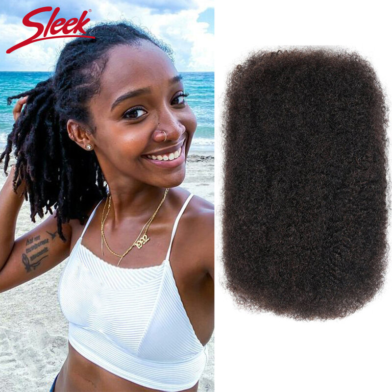Elegante cabello Remy a granel sin accesorio, cabello humano peruano Afro rizado, ondulado, trenzas de Color Natural, 1 unidad