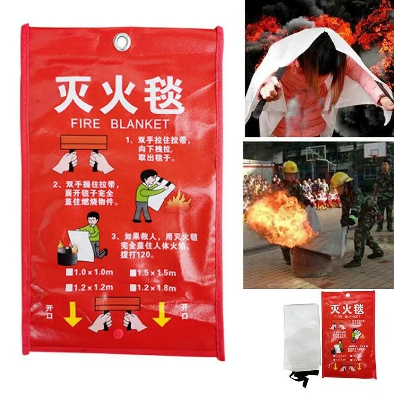 Manta de protección contra incendios de 1M x 1M, tienda de campaña de fibra de vidrio, manta militar de supervivencia de emergencia, cubierta de seguridad
