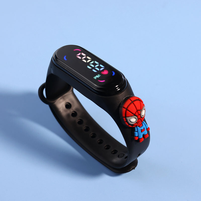 ديزني الأميرة المجمدة إلسا آنا سبايدرمان الرجل الحديدي ميكي ميني ماوس غرزة LED ساعة الأطفال اللعب مقاوم للماء ساعة رقمية