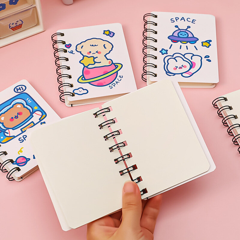 80 Pagina A7 Korea Cartoon Anime Coil Notebook Klein Notitieblok Dier Rollover Office School Leren Benodigdheden Mini Kawaii Dagboek