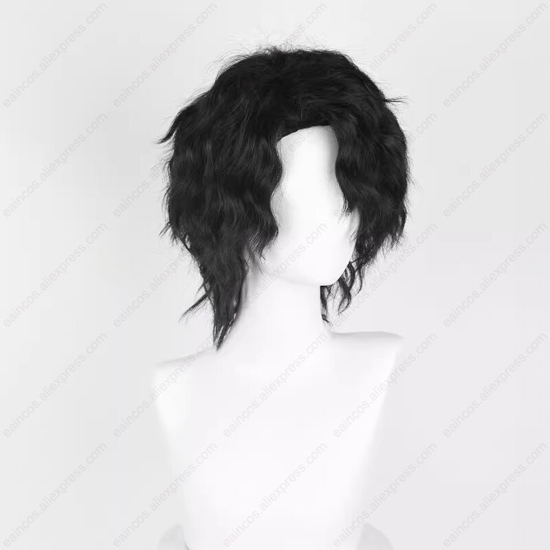 Wig Cosplay Anime Sakusa Kiyoomi 35cm Wig sintetis tahan panas rambut pendek Cruly hitam pesta Halloween