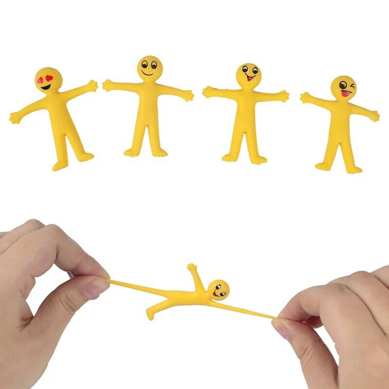 새로운 신축성 신축성 장난감, 귀여운 다채로운 노란색 스트레스 해소 신축성 피젯 선물, TPR 소프트 플라스틱 크리에이티브 인형 장난감, 12 개