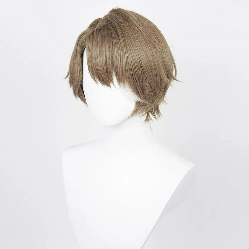 Wig pendek muda jalur kereta api permainan Anime tiga perempat highlight pirang Headband serat cosplay wig sintetik Pelucas pesta rambut