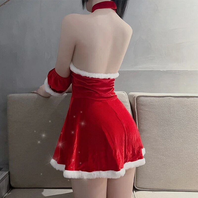 أنثى سانتا كلوز سلسلة زي ، حفلة عيد الميلاد ، الأيامل الثلجية ، فستان أحمر للفتيات ، عيد الميلاد