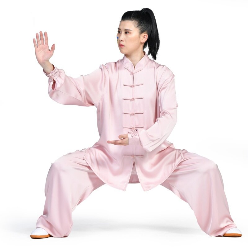 Tuta uniforme Tai Chi a maniche lunghe in cotone e seta Unisex di alta qualità abbigliamento Wing Chun per arti marziali