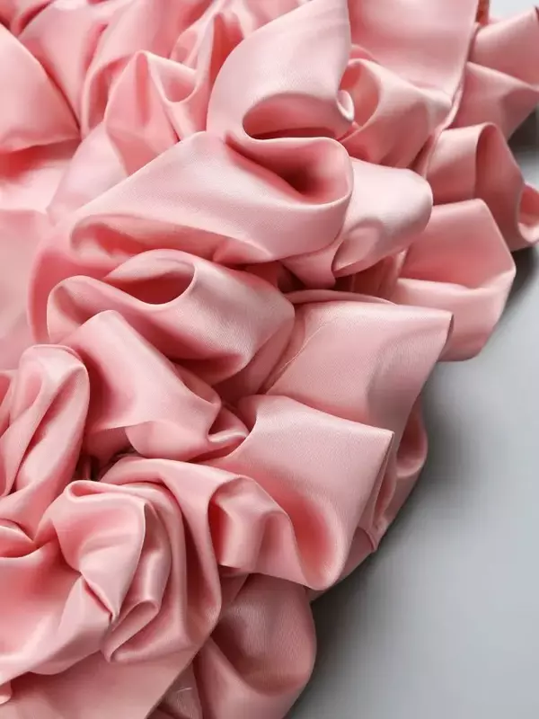 Roze Satijnen Ruche Feestjurken Voor Vrouwen Avondjurken 2024 Lente Nieuwe Luxe Elegante Damesjurk Mode Mini Vrouw Kleding
