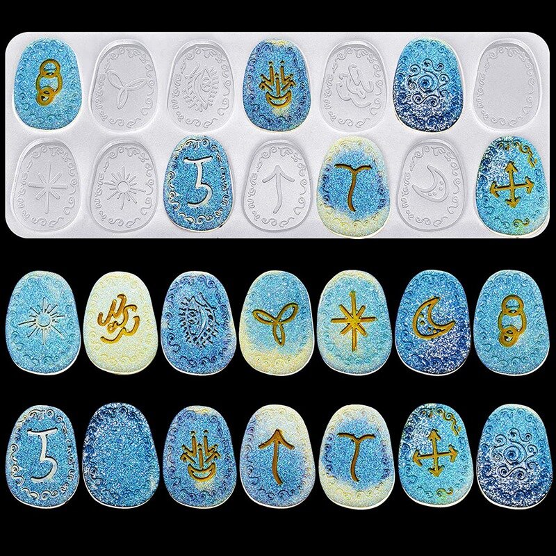 Witch Rune Resin Mold Symbol Rune Letter Silicone Mold DIY Symbol Word Resin Mold Epoxy Casting Resin Charm Mold 1 Pcs