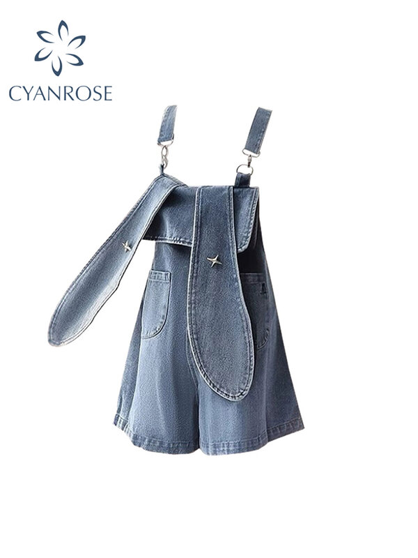 เสื้อผ้าผ้ายีนส์วินเทจของผู้หญิงชุดจั๊มสูทสั้นสตรีทแวร์กางเกงขาสั้นกางเกงยีนส์ Y2k สูงขากว้างสไตล์เกาหลีกางเกงยีนส์ฤดูร้อน
