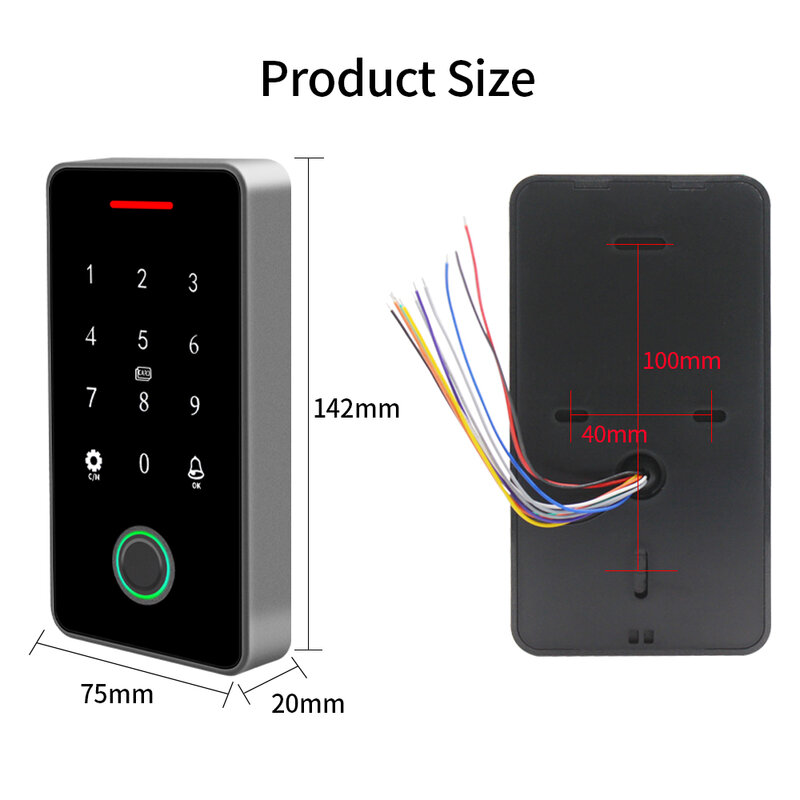 Kunci Pintu Keyboard Kata Sandi Kontrol Akses Kartu RFID 13.56Mhz Sistem Kontrol Akses Aplikasi Tuya Bluetooth Tahan Air IP67