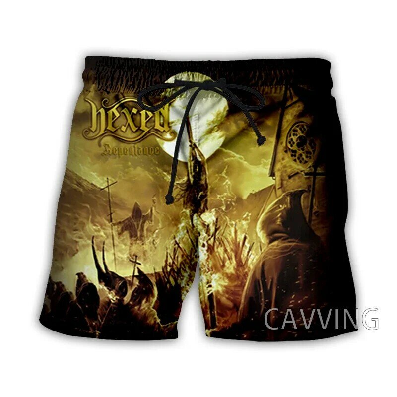 CAVVING-Shorts de praia casuais para homens e mulheres, estampados em 3D HEXED Rock Streetwear, verão