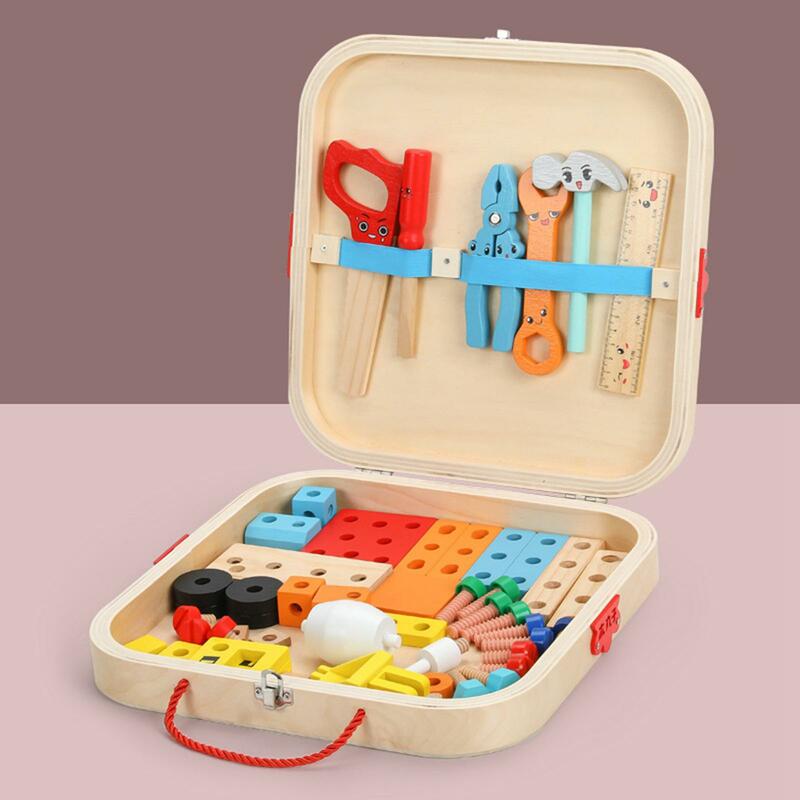 Conjunto de ferramentas de madeira para crianças, Finja brinquedo para sala, Presente de aniversário para crianças
