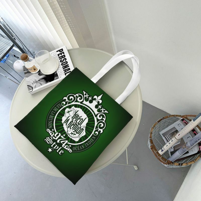 Reciclagem Kreol La Renyon 974 Style Shopping Bag Mulheres Canvas Shoulder Tote Bag Mantimentos portáteis Shopper Bags