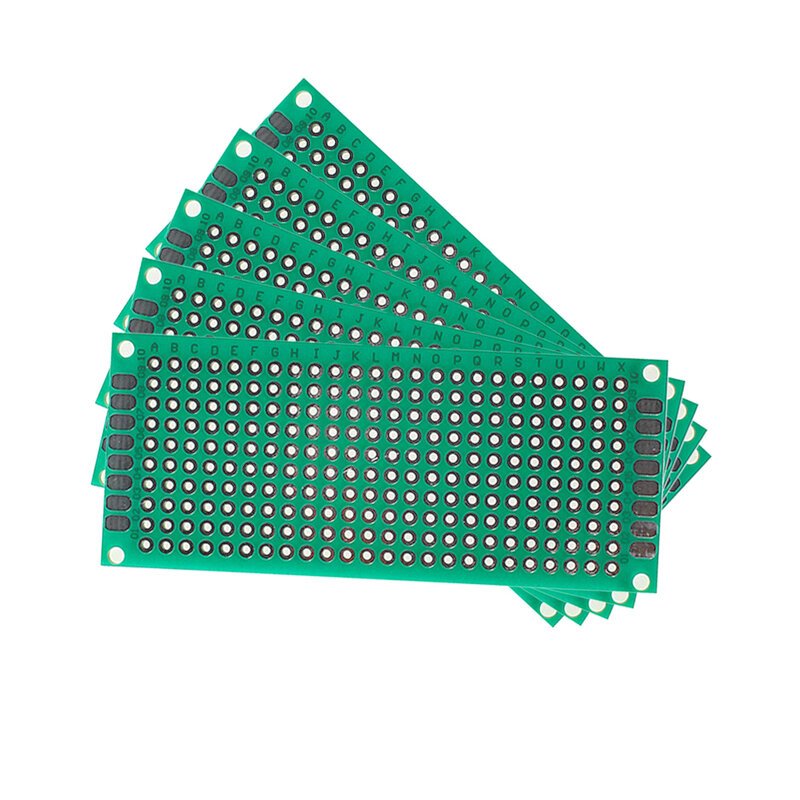 Placa PCB de 5 piezas, 3x7CM, prototipo de un solo lado, placas de circuito universales verdes, Kit electrónico DIY para Arduino
