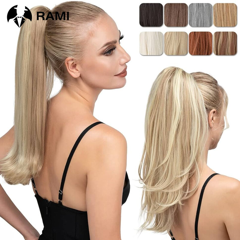 Human Hair Ponytail Extensions Women Ponytails Blonde Wrap Around Clip in Hair Extensions Straight Human Hair Clips Extension