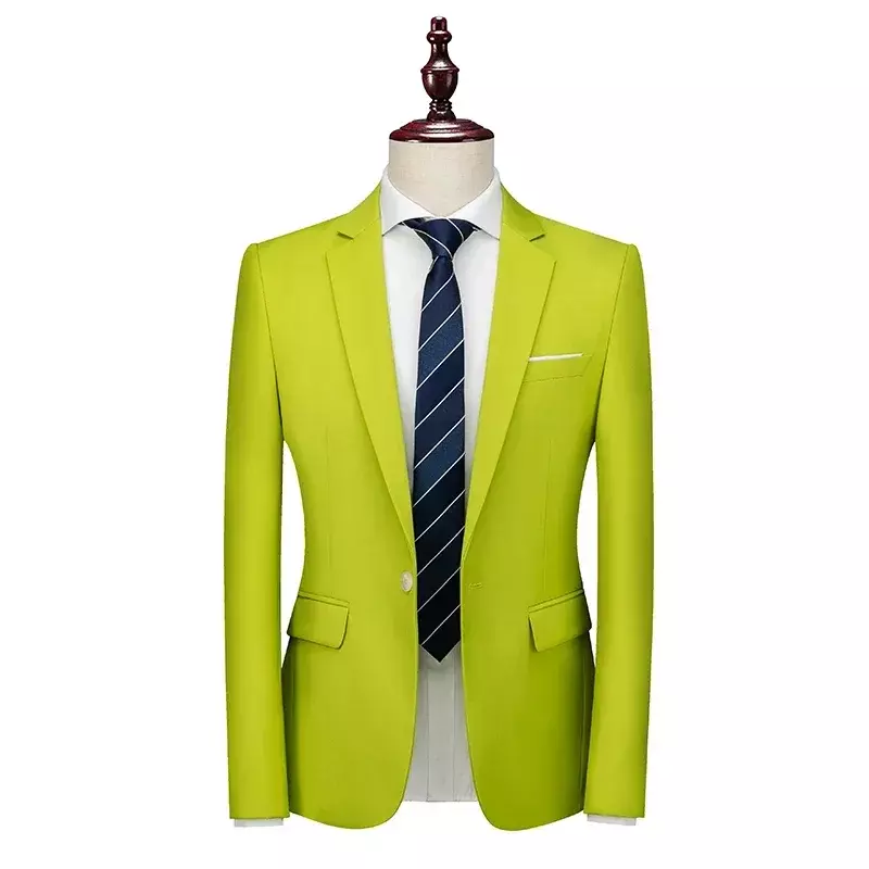 Fatos de negócios monocromáticos masculinos, blazers casuais, jaqueta, casaco, calças, calças, masculino, 1 botão, nova moda