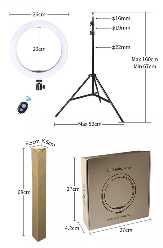 Vul 26 45 Cm Cirkel Lamp Ringlichten Vlogging Kit 12 Inch Ring Mobiele Statief Led Verlichting Met Afstandsbediening Selfie Licht