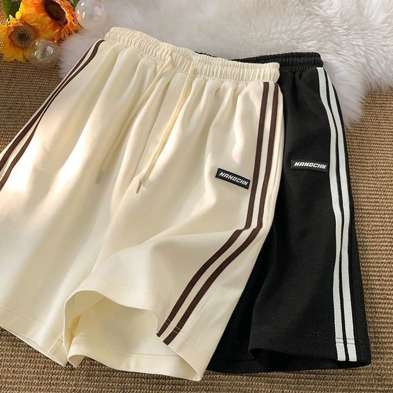 Korean Style Loose and Thin Women's Sports Shorts Beige Casual Dropshipping Summer Pants Wide-footed