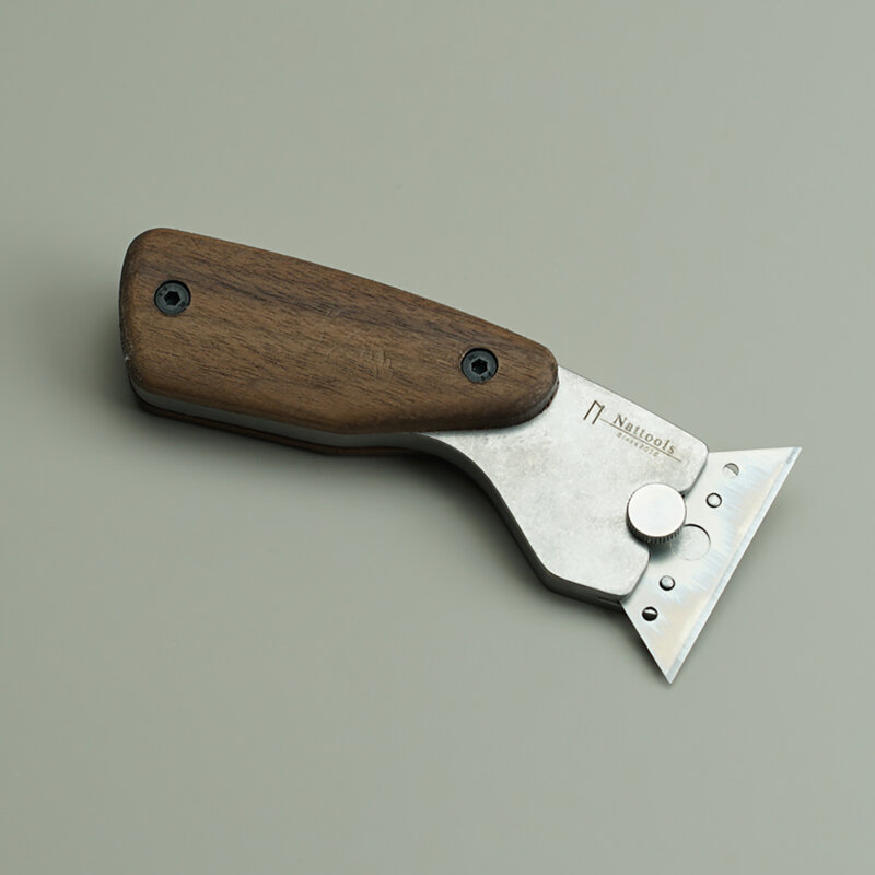 سكين تقطيع من الجلد احترافي من nattool شفرة شبه منحرف قابلة للاستبدال أدوات يدوية الصنع من الجلد مقبض من خشب الجوز الأسود
