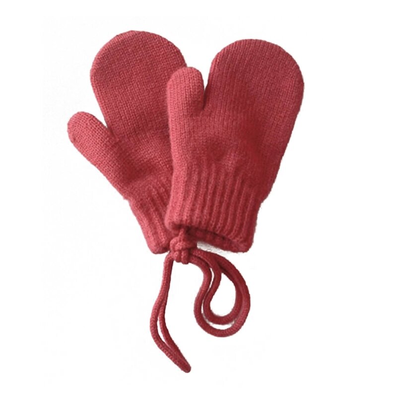 1 ペア子供のネックホルター手袋通気性のベビーニットミトン秋冬指なし手袋 1-4 歳の幼児