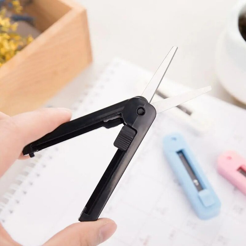 Kids DIY Office Paper-Cutting Stationary Mini Fodable Scissor Safe Folding Scissor Handwork Art Tools Handcraft Scissor