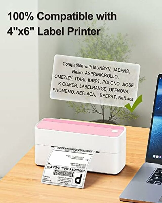 Phomemo กระดาษเครื่องพิมพ์ฉลากความร้อน4x6ขนาด100x150มม. ป้ายแบบพัดลมพับสำหรับบรรจุภัณฑ์การจัดส่งสินค้าใช้241BT เครื่องพิมพ์246S