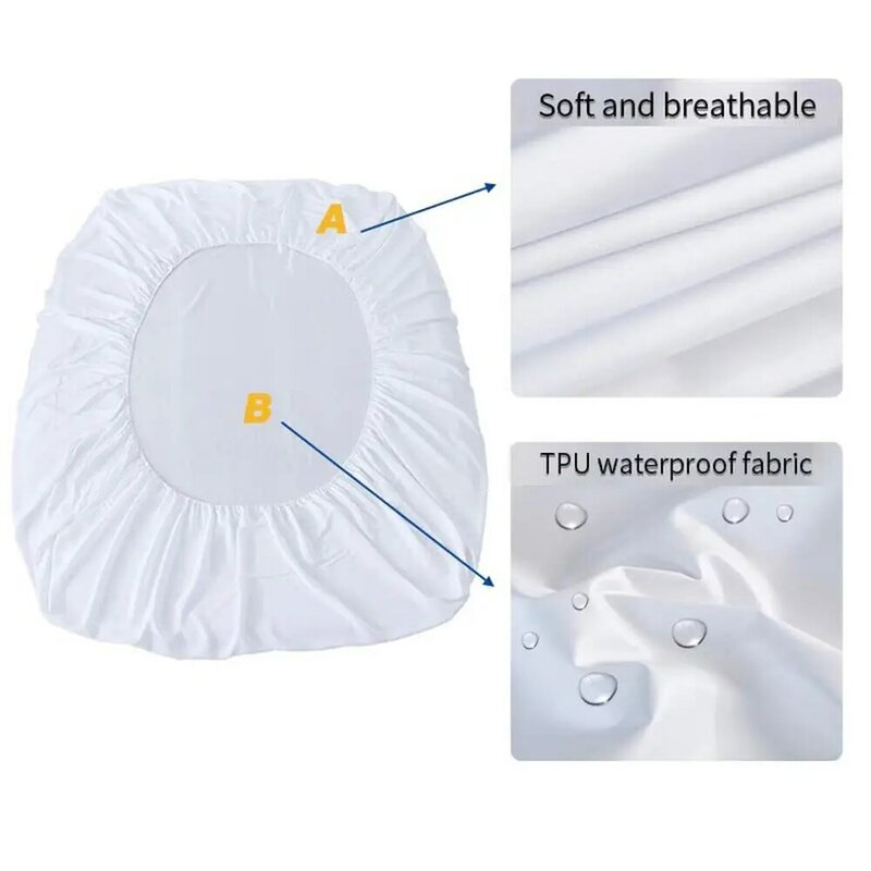 100% Waterproof Fitted Bed Sheet with Elastic Band Anti-slip Cover Mattress Protector for Single Double King Queen 160 180 200